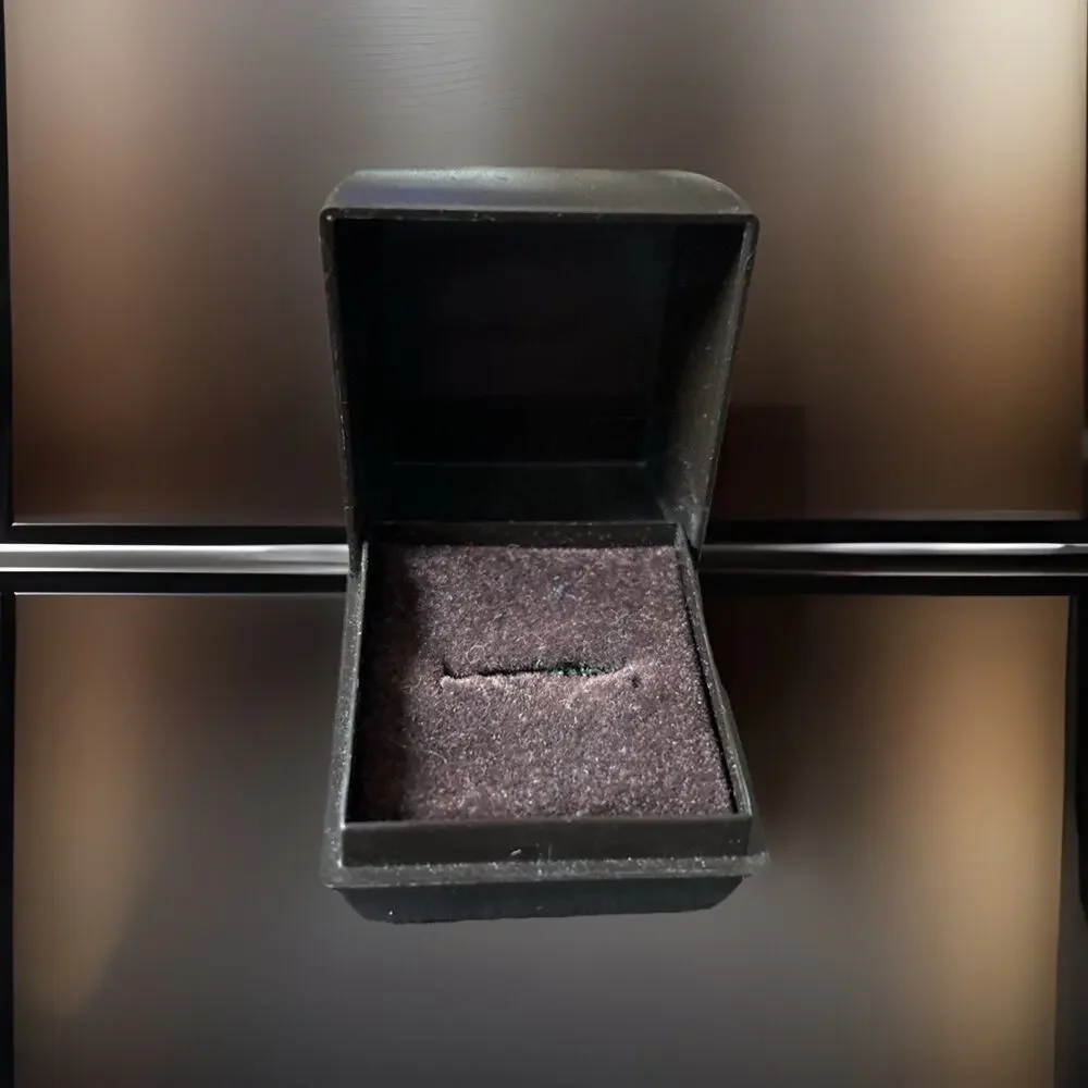 Vtg 60s Single Ring Presentation Gift Box Plastic Celluloid Velvet Brown
